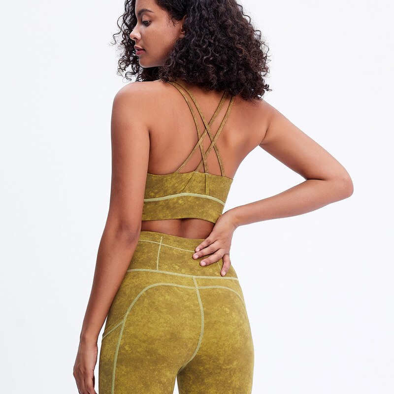 FlexFlow Tie-Dye Yoga Fitness Set: Bra and High-Waist Leggings