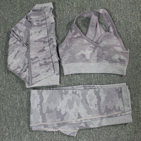 FlexMotion Camo Yoga Set: Leggings + Sports Bra