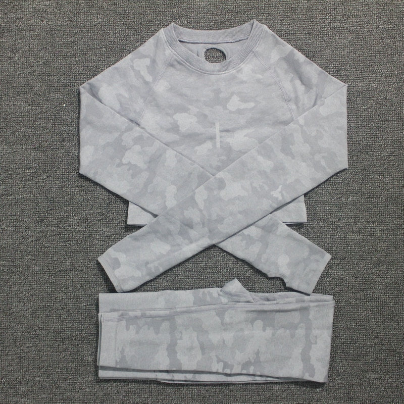 FlexMotion Camo Yoga Set: Leggings + Sports Bra