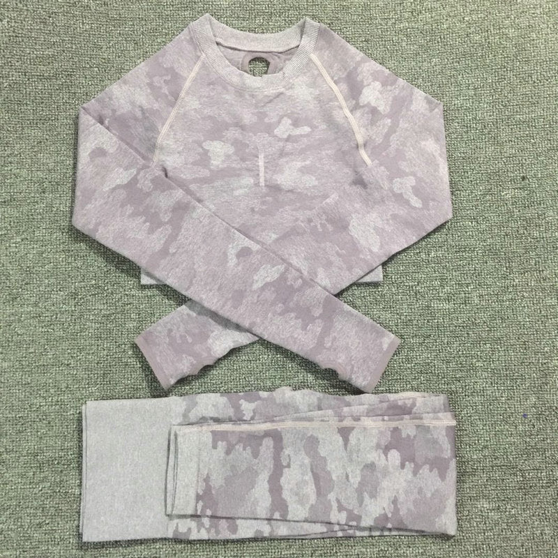 FlexMotion Camo Yoga Set: Leggings + Sports Bra