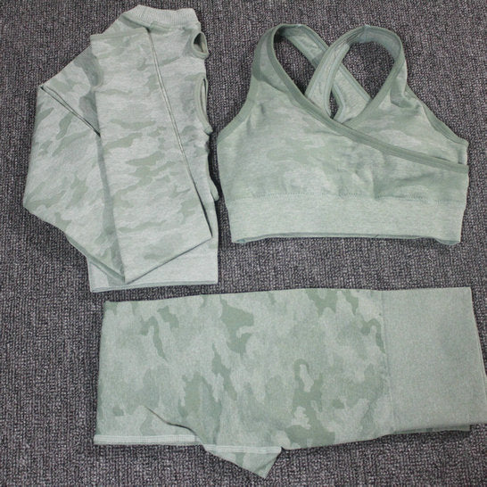 FlexMotion Camo Yoga Set: Leggings + Sports Bra