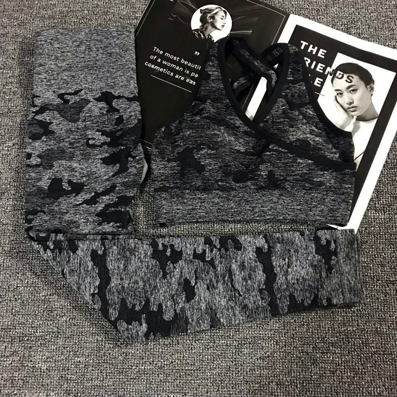 FlexMotion Camo Yoga Set: Leggings + Sports Bra