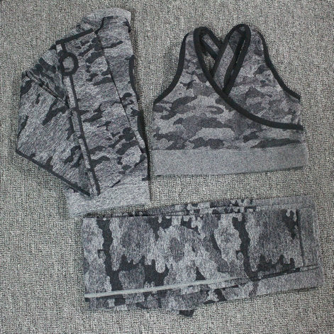 FlexMotion Camo Yoga Set: Leggings + Sports Bra