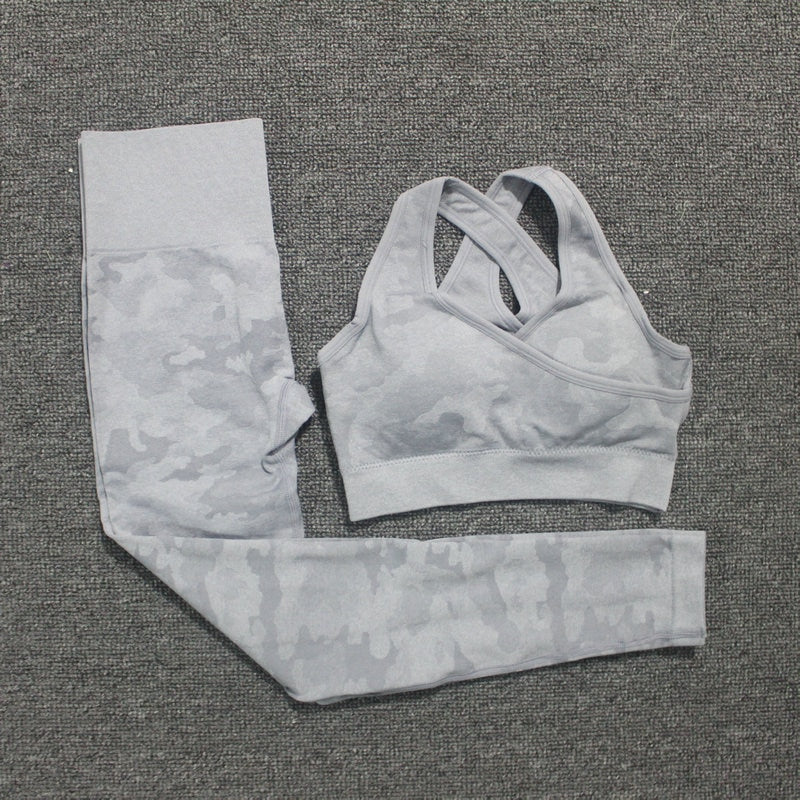 FlexMotion Camo Yoga Set: Leggings + Sports Bra