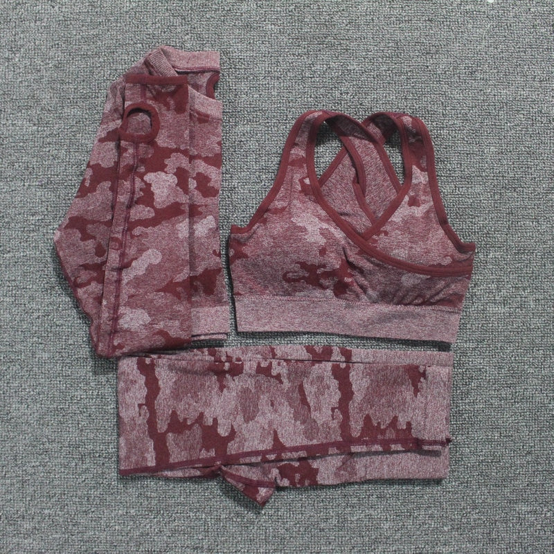 FlexMotion Camo Yoga Set: Leggings + Sports Bra