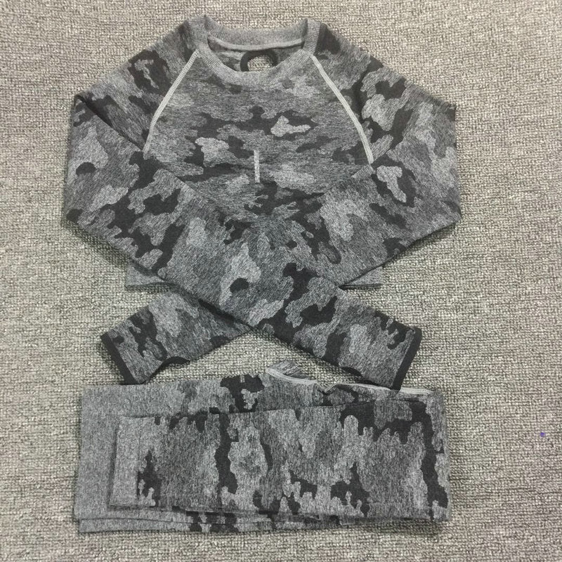 FlexMotion Camo Yoga Set: Leggings + Sports Bra