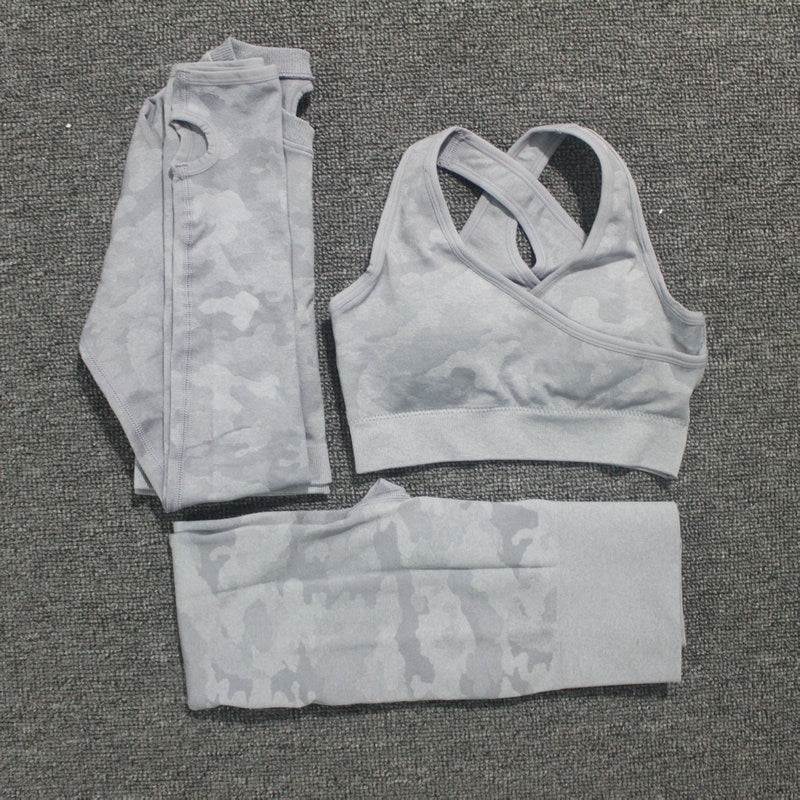 FlexMotion Camo Yoga Set: Leggings + Sports Bra