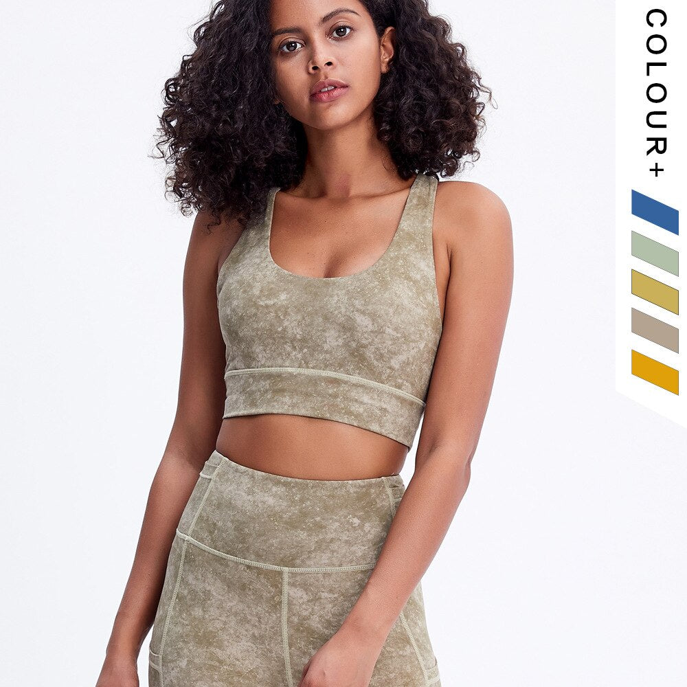 FlexFlow Tie-Dye Yoga Fitness Set: Bra and High-Waist Leggings