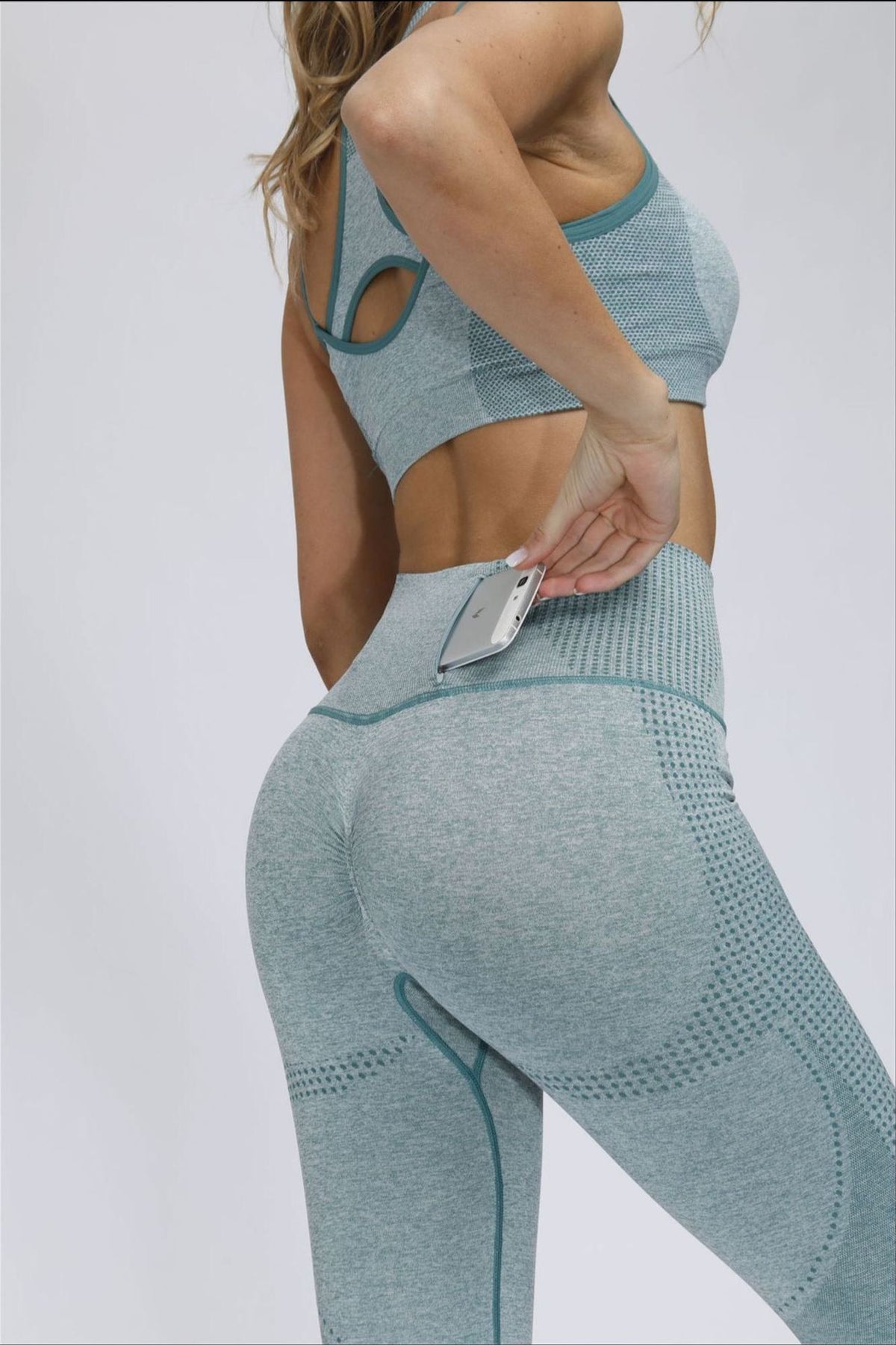 Two Piece Legging Set, V-neck Sportswear Yoga Suit, Long Line Sports Bra & Yoga Pants