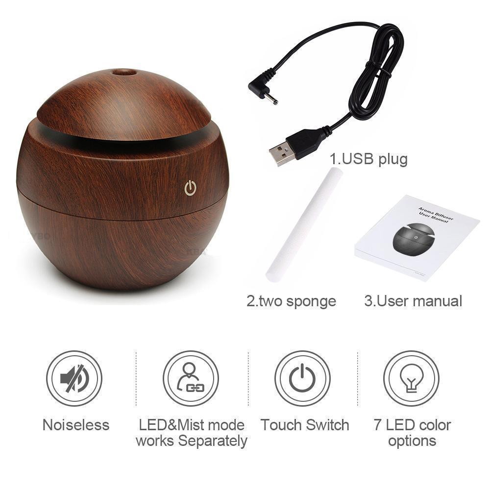 USB Essential Oil Diffuser with Color Change LED Lights